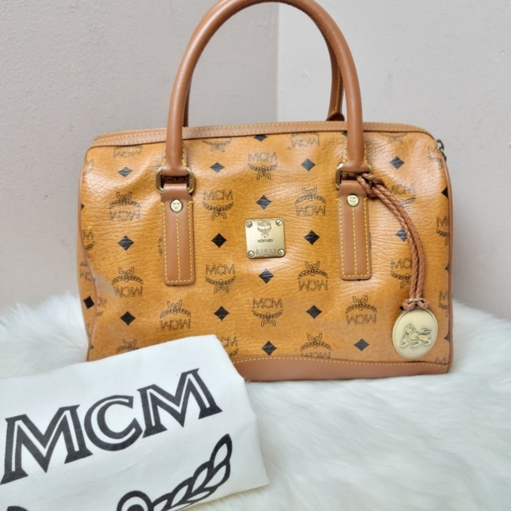 100% Authentic congnac MCM satchel Bag